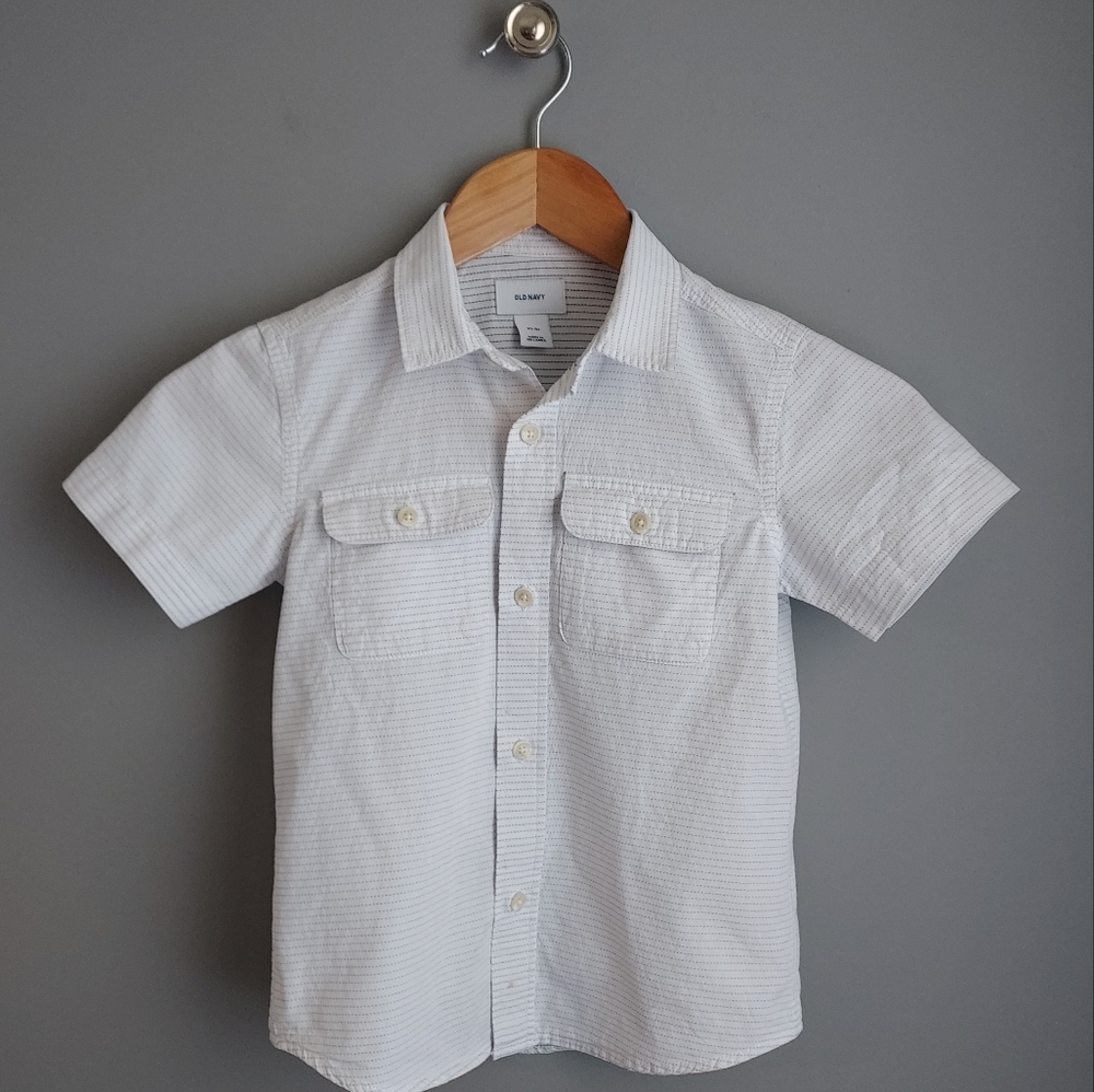 Old Navy, boy's white/black size 5 button down shirt